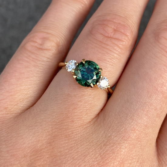 Misa Jewelry Handcrafted Ring - Opal + Green Sapphire Ring